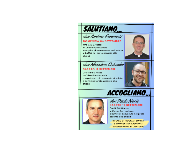 SALUTIAMO E ACCOGLIAMO